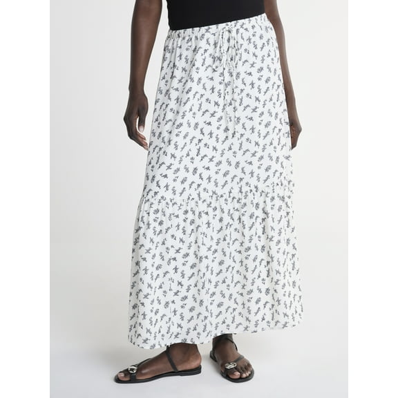 Scoop Women’s and Women’s Plus Tiered Maxi Skirt with Tie Waist, Sizes XS-4X