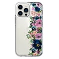 thumbnail image 1 of MUNDAZE Apple iPhone 13 Pro Shockproof Clear Hybrid Protective Phone Case Navy Blue Summer Watercolor Floral Purple Flowers Cover, 1 of 5