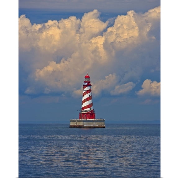 Great BIG Canvas | Rolled Joe Restuccia Poster Print entitled Passing by White Shoal Lighthouse leaving Beaver Island