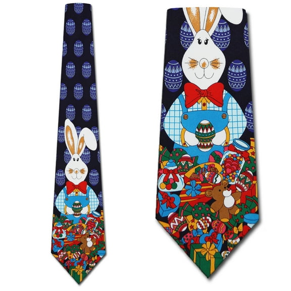 Big Bunny Necktie Mens Easter Tie