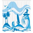 thumbnail image 3 of Ambesonne Aquatic Shower Curtain, Surfer Waves Summertime, 69"Wx70"L, Blue Pale Blue, 3 of 3