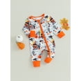 thumbnail image 3 of Halloween Baby Girls Boys Outfits Pumpkin Ghost Long Sleeve Romper One Piece Zipper Jumpsuit Holiday Western Clothes, 3 of 8