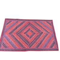 Mogul Indian Vintage Red Sari Tapestry With Mirror Patchwork Wall Hanging Throw