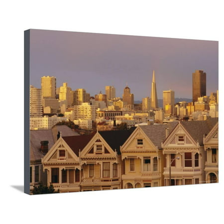 The 'Painted Ladies', Victorian Houses on Alamo Square, San Francisco, California, USA Stretched Canvas Print Wall Art By Roy