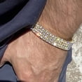 thumbnail image 2 of Men's 14K Gold Plated Bracelet 4 Row Iced Bling Four Rows Heavy Pharaoh 8" Inch, 2 of 10
