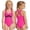 S10-Hot Pink, variant on Ulitacool 3-4 Years Toddler Swimsuit For Girl Sleeveless Crisscross Back Swimwear Solid Color Letter Print Stretch Lightweight Sun Safe Pool Outfit Classic Beach Wear Hot Pink
