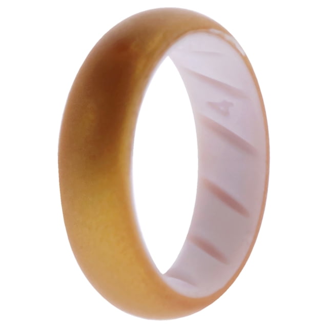 Anillo de boda BR sólido de silicona - Blanco-Oro de ROQ para mujer - Anillo de 4 mm