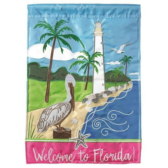 Magnolia Gardens 1232 13 x 18 in. Double Applique A Florida Lighthouse Garden Flag