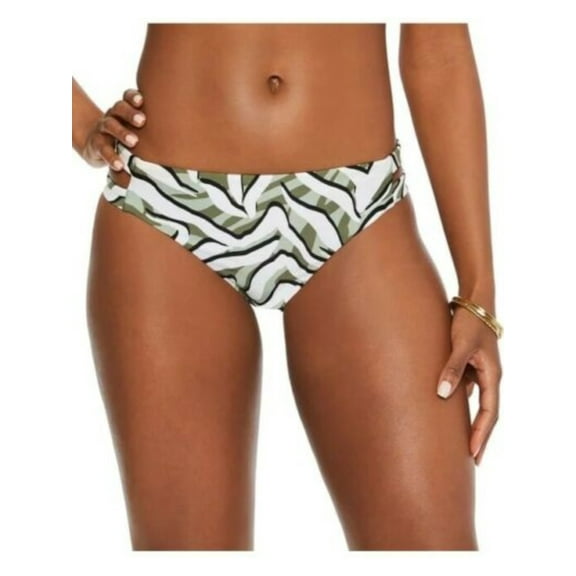 BAR III Women's Green Printed Stretch Strappy Sides Lined Full Coverage Hypno Beach Hipster Swimsuit Bottom M