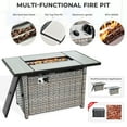 thumbnail image 6 of XIZZI 10PCS Patio PE Rattan Outdoor Furniture Set w/ Rectangle Fire Pit,Beige Stripe Cushion, 6 of 13