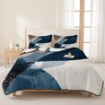 thumbnail image 3 of Twin XL Quilt Set 68''x98'', Navy Blue Brown Lightweight Summer Bedspread Coverlet Set with 2 Pillow Shams, Modern Geometric Abstract Art Breathable All Season Quilt Bedding for Dorm/Guest Room, 3 of 9