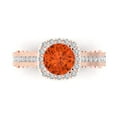 thumbnail image 2 of 2.7ct round cut red Zircon 18k rose gold halo Bridal Wedding Engagement Promise Anniversary Ring for Women size 6, 2 of 7