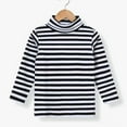 thumbnail image 3 of SERTG Girls Striped High Neck Long Sleeve Shirt T-Shirt Fashion Casua Soft Fit Fall Winter Blouse Kids Everyday Wear Top(Black,5-6 Years), 3 of 4