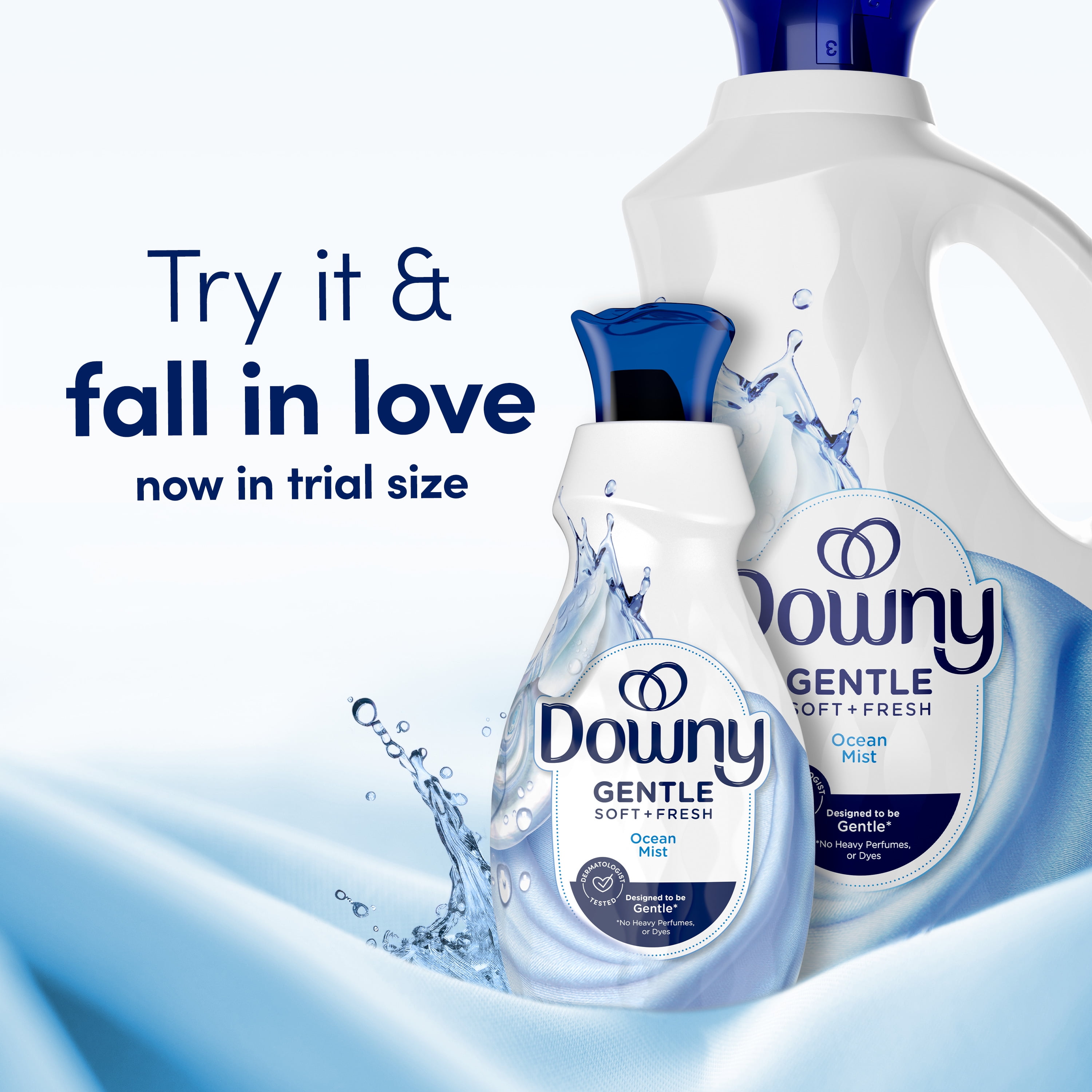 (4 pack) Downy Gentle Soft + Fresh Liquid Fabric Softener, Ocean Mist Scent, 44 fl oz, 66 Loads