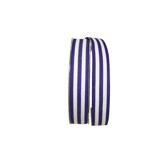 Reliant Ribbon 25103-064-05J 0.875 in. 25 Yards RD Grosgrain Stripes Ribbon, Purple