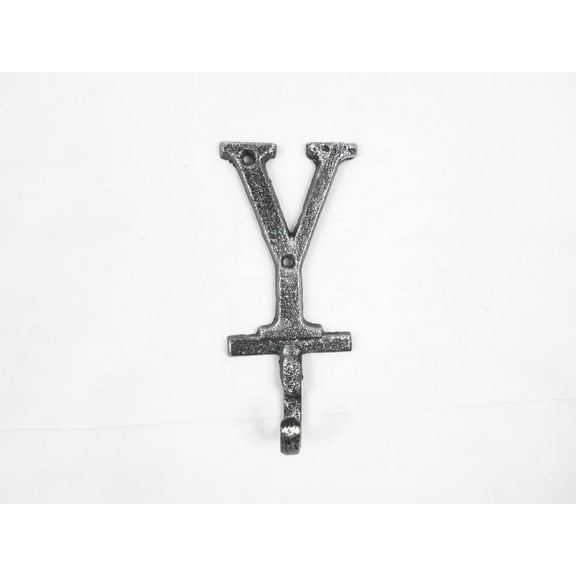 Rustic Silver Cast Iron Letter Y Alphabet Wall Hook 6"