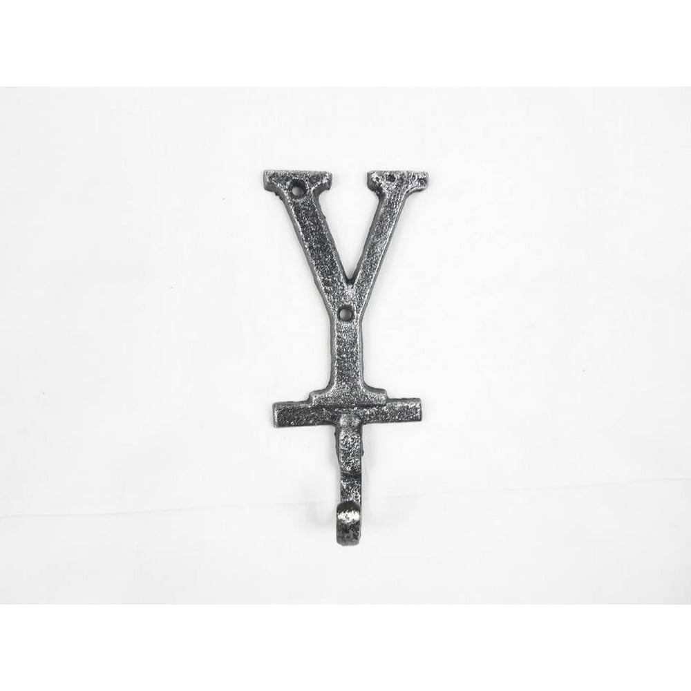 Rustic Silver Cast Iron Letter Y Alphabet Wall Hook 6"