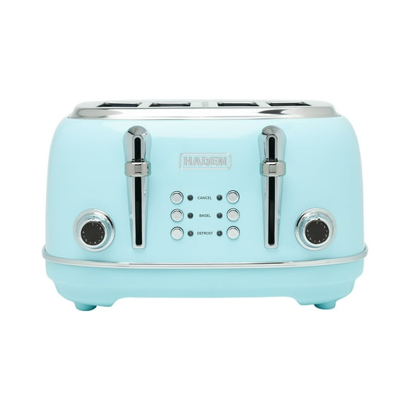 Haden Heritage 4 Slice Wide Slot Stainless Steel Toaster, Turquoise