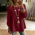 thumbnail image 2 of BUIGTTKLOP Womens Babydoll Tops V Neck Peplum Blouse Smocked Loose Fitted Tunic Top Puff Sleeve Dressy Tee Shirts, 2 of 8
