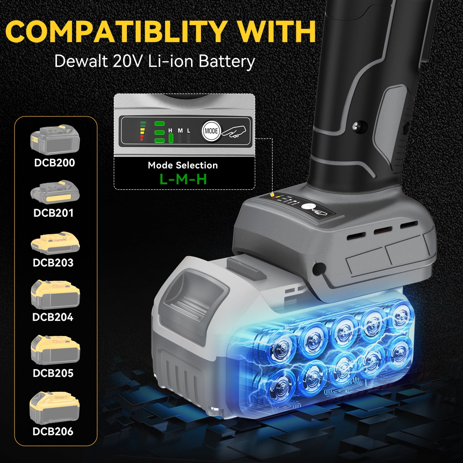 Cordless Angle Grinder for DeWALT 20v Battery: 8500RPM Brushless Grinder Tool- 5/8''-11 Spindle Small Angle Grinder for 4-1/2'' Wheels, 3 Variable Speed Settings for Cutting, Grinding, Bare Tool