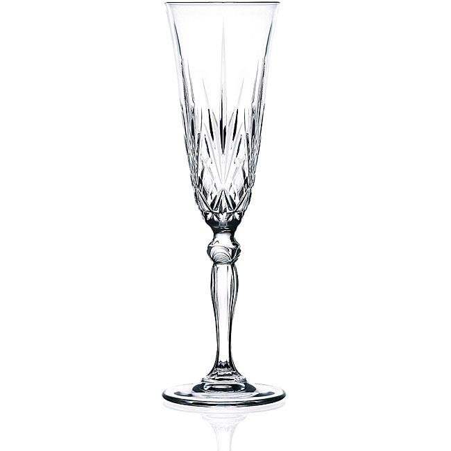 4 Melodia Wine Stemmed Wine Glasses 7.25 Oz Crystal Cut Glassware Set of 