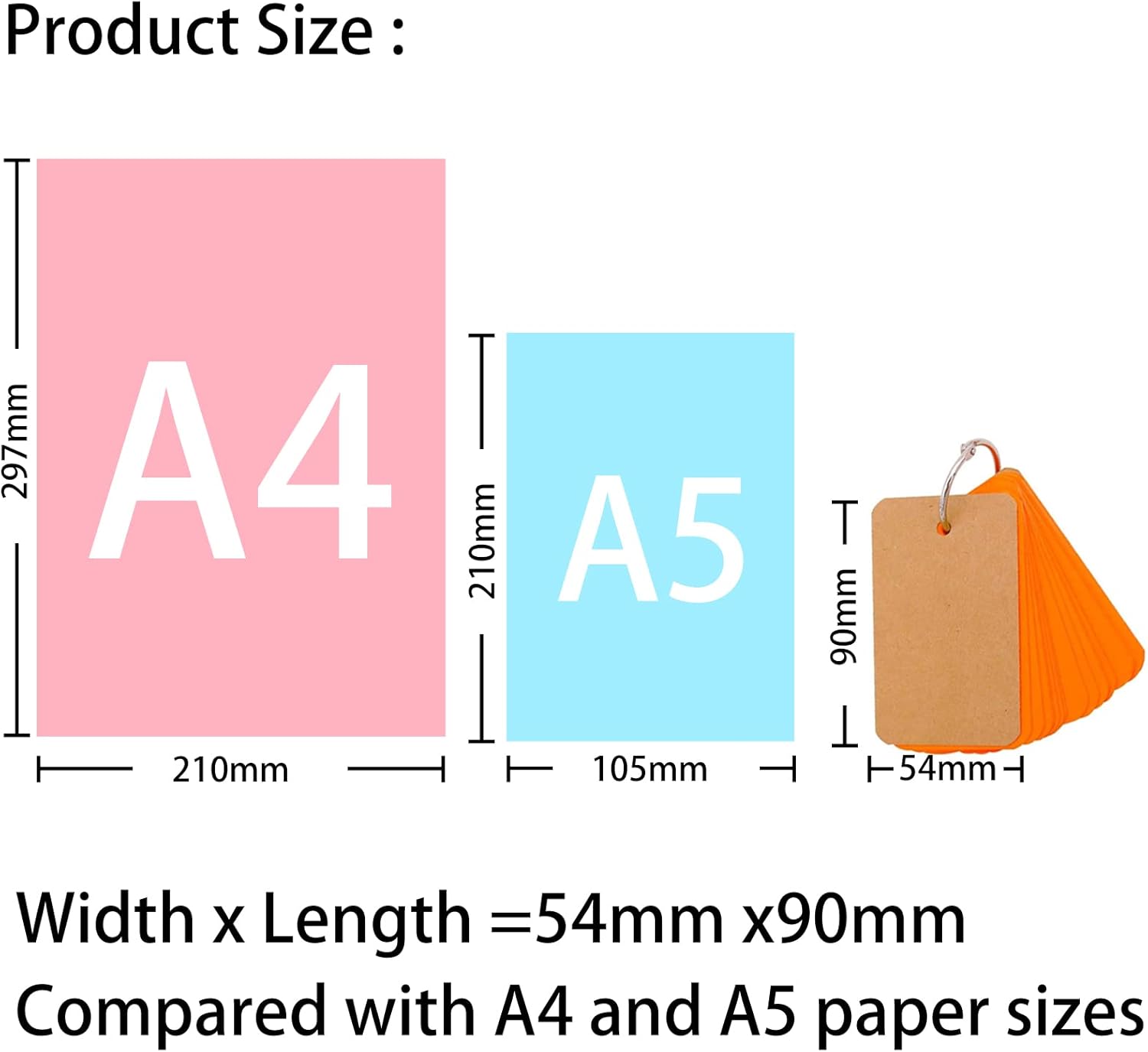 300 Flash Cards Blanches Avec 6 Anneaux - Cartes De Révision 8.2x5.4cm 6 Couleurs Pour Études Et Organisation