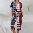 thumbnail image 6 of 4th of July Pajama Set for Women Patriotic Red Blue and White Print Pajama Sets Independece Day Short Sleeve Top Capri Pant Pjs Set with Pockets, 6 of 6