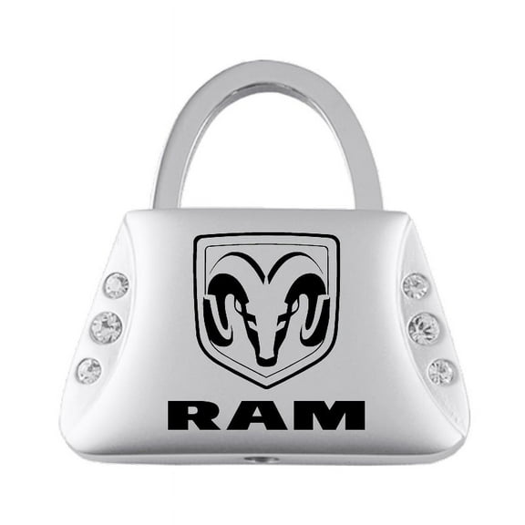 Dodge Ram Jeweled Purse Shape Key Ring (Silver)