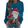 thumbnail image 2 of ICHUANYI Liquidación Mujeres Mangas Casual Navidad Impresión Cuello Redondo Sudadera Cuello Redondo Jersey Túnica Tops ICHUANYI WER2023082200017, 2 of 5