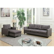 Ceasar Fabric Sectional Sofa - Gray