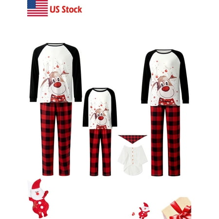 

Sunisery Family Matching Christmas Pajamas for Couples Kids Dogs Holiday Sleepwear Pjs Men Women 2 Pieces Set