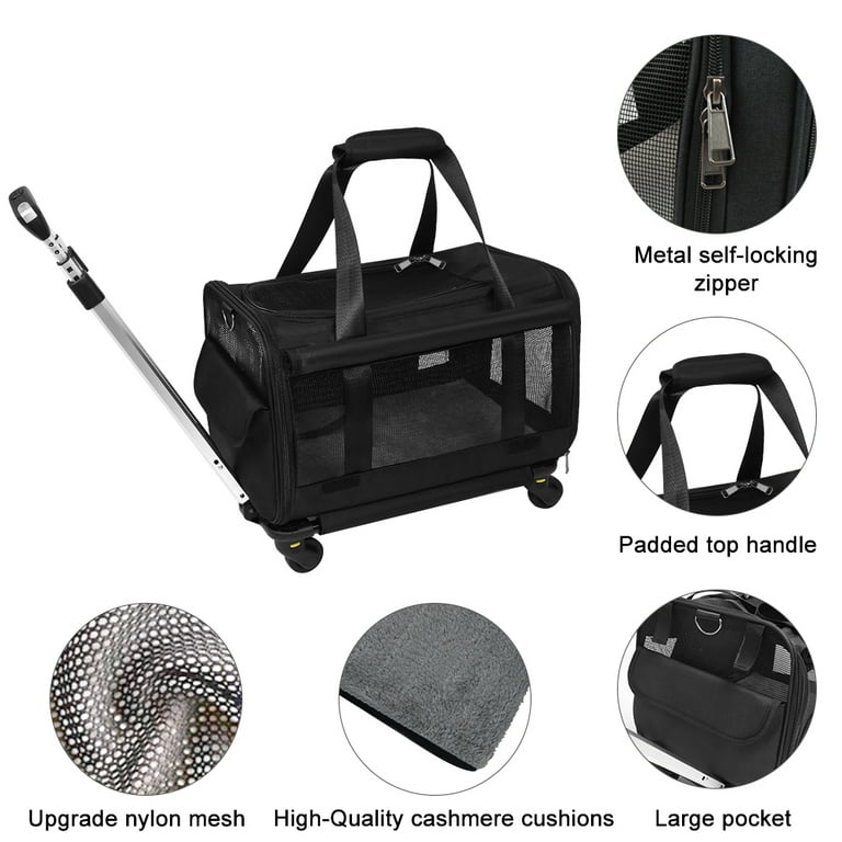 Petsfit Rolling Pet Breathable Carrier with Removeable Wheels for