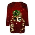 thumbnail image 4 of Cavosen Carnival Ladies Tops and Blouses 3/4 Sleeve Dressy Mardi Gras Shiny Mask Graphic Print Shirts Round Neck Party Festival Blouse Comfy Trendy Holiday Tops Party Funny Tees M, 4 of 5
