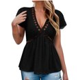 thumbnail image 5 of BangWanChi Blouses for Women Dressy Casual Womens Spring Outfits Casual V Neck Short Sleeve Solid Color Shirts Lightweight Fashion Tunic Pullover Blouse, 5 of 5