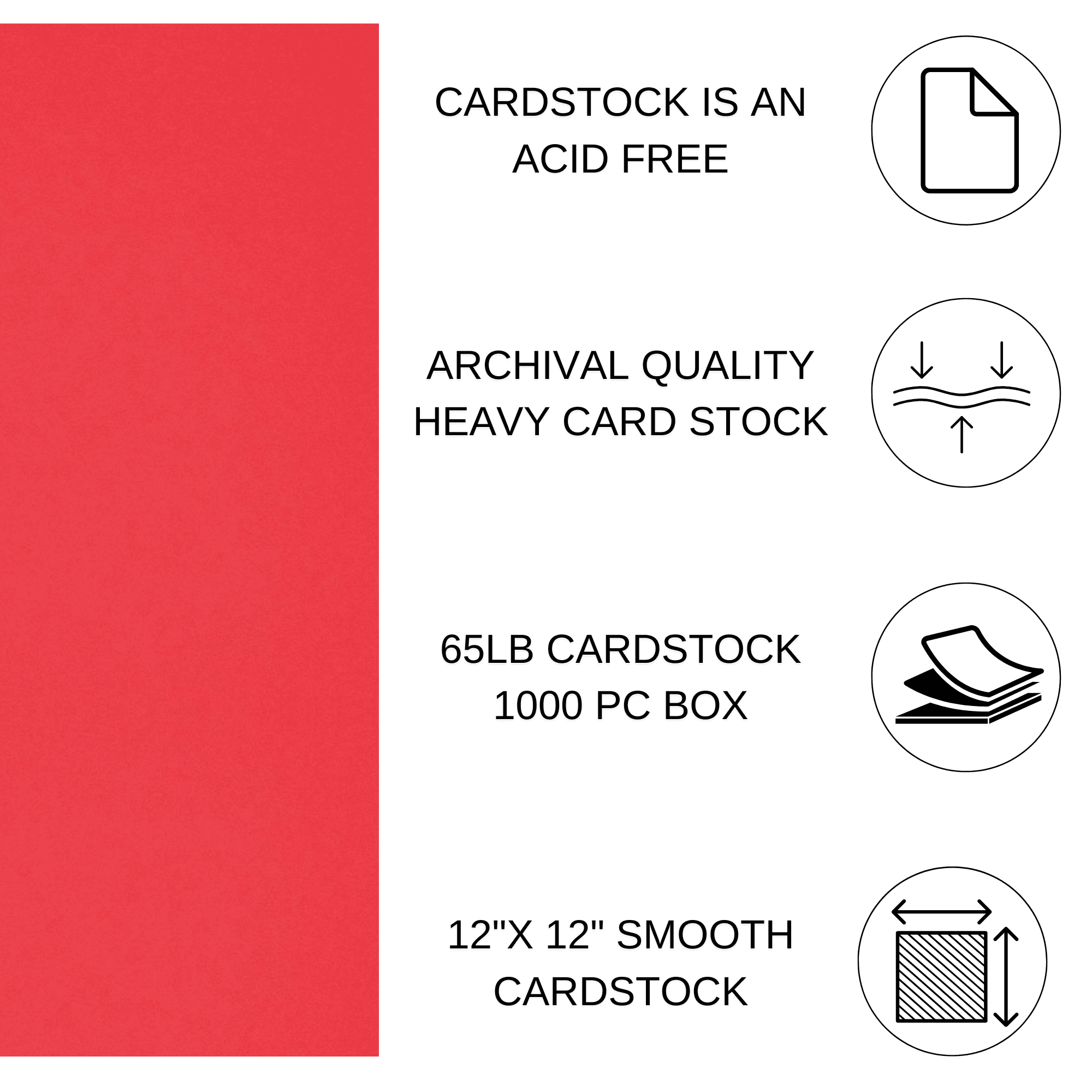 PA Paper Accents Smooth Cardstock 12" x 12" Cherry Red, 65lb colored cardstock paper for card making, scrapbooking, printing, quilling and crafts, 1000 piece box