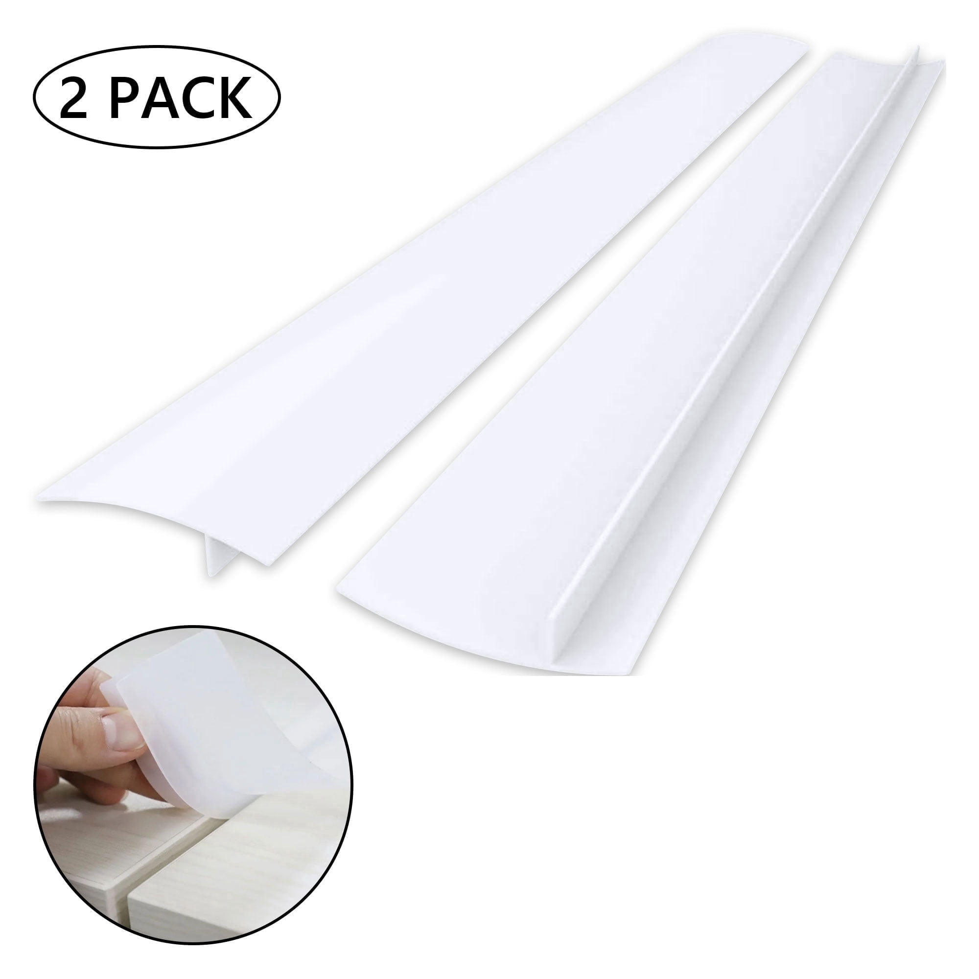 Tripumer 2 pack Silicone Stove Seam Covers 25inch Heat-Resistant, for Cooktop/Countertop/Oven/Washer/Dryer Leaks (White)