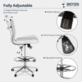 thumbnail image 5 of Okeysen Armless Desk Stool Drafting Chair Ergonomic Leather Office Chair Modern Standing Desk Chair with Adjustable Foot Ring, Ribbed Mid Back & Swivel Rolling, White, 5 of 9