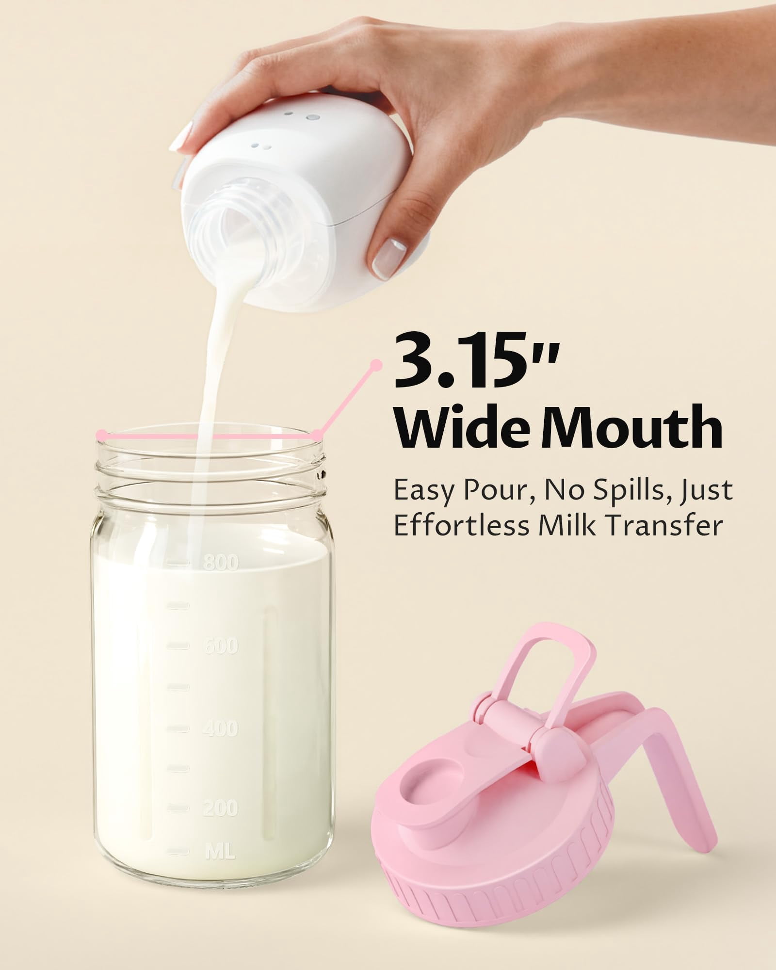 2-pack 32oz Breast Milk Pitcher - Airtight  Leak-proof Lids Easy Pour Spout Glass Storage Container For Breastmilk Formula & Beverages Wide Mouth