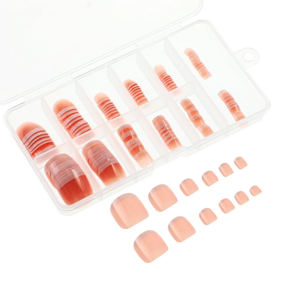 MOVTOTOP 120 Pcs Fake Toe Nails Square Toe Nail Tips French Toe Nails Short Toenails False Toenails For Women