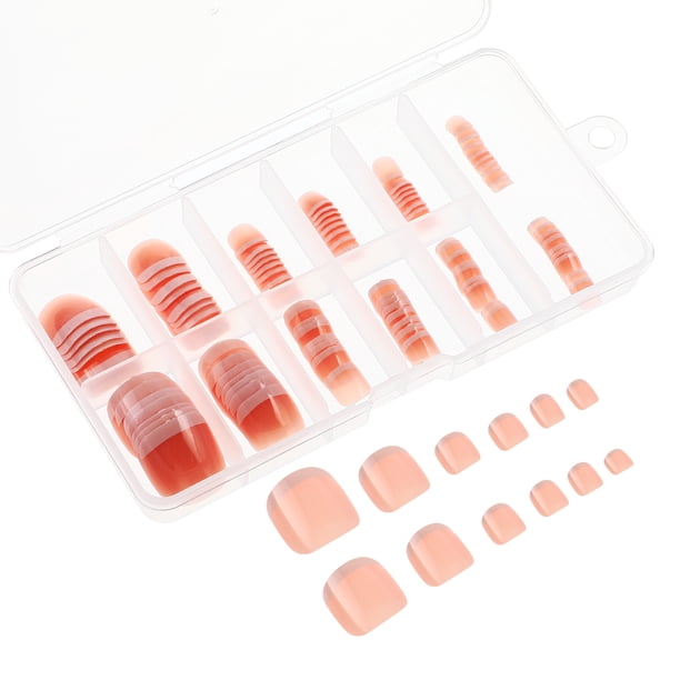 BRIGHTFUFU 120 uñas postizas cuadradas para mujer, uñas francesas cortas, uñas postizas para dedos del pie.
