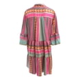 thumbnail image 5 of DHFJKG Summer Dresses For Women Bohemian Beach Dress Notch V Neck 3/4 Sleeve Flowy A-Line Mini Sundress Vacation Clothes Trendy Dresses, 5 of 5