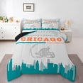 thumbnail image 2 of Sports Comforter Set,American Football Fans Bedding Sets Twin Size Rugby Player Bedding Comforter Sets Football Lovers Down Comforter Teal Gray Quilt Set (Chicago), 2 of 7