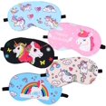 thumbnail image 1 of Set de 5 antifaces para dormir con diseños de unicornio - cómodos y ligeros - ideales para pijamadas, viajes y siestas JFHHH pequeña, 1 of 5