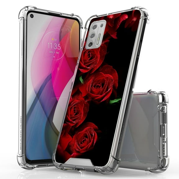 ANJ  Hybrid Slim Hard Back Cover Case Flexible Bumper for Motorola Moto G Stylus 2021 - Dark Roses