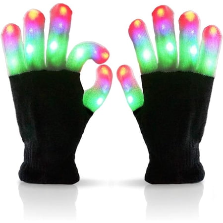 LED Colorful Flashing Finger Lighting Gloves for Kids 8-12 Teen Boy Girl Adults