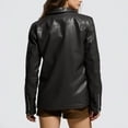 thumbnail image 4 of Women's Faux Leather Motorcycle Jacket with Long Sleeves and a Zipper Front for a Stylish Hoodless Winter Outerwear, 4 of 5