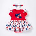thumbnail image 4 of LNMQLPDBS Toddler Girl Clothes Sets Letters Printed Ribbed Ruffle Trim Short Sleeve Onesies & Floral Printed Skirt with Bow & Headband 3pcs Sets 0-3 Months Baby Girl Clothes, 4 of 7