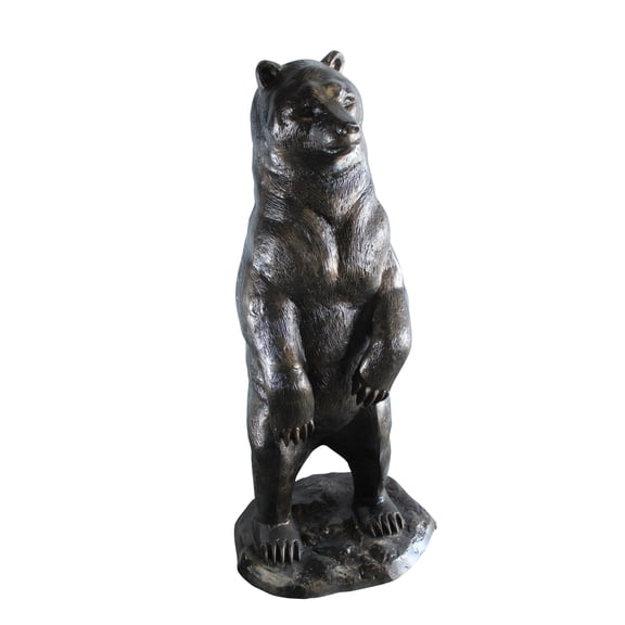 Nifao Giant Aluminum Bear Statue Standing Upright on Forest Base – Garden Outdoor Decor Sculpture, 20"L x 23"W x 61"H