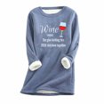 thumbnail image 2 of Jinhomg Novelty Cute Christmas Sweatshirt for Women Xmas Wine Glass Sherpa Lined Tunic Tops Fall Winter Warm Cozy Long Sleeve Crewneck Pullovers Light Blue XXXL, 2 of 3