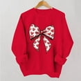 thumbnail image 2 of FAVIPT Casual Valentine Sweatshirts for Women Bow Cute Heart Print Pullover Tops Long Sleeve Crew Neck Loose Outfits Red,XL, 2 of 6